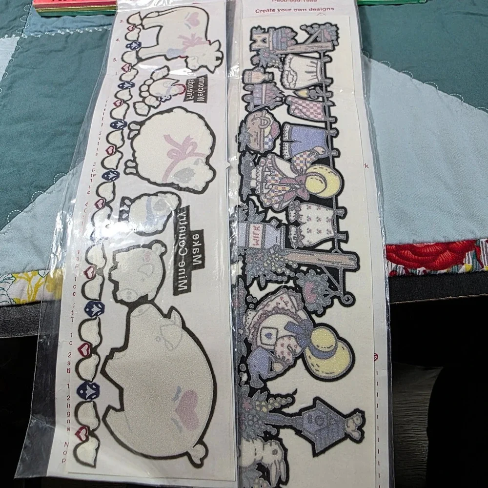 Trans-Easy Iron-Ons Country Farm Animal Sunbonnet Sue Transfers Blue White Multi